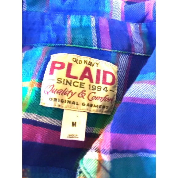Old Navy Plaid Button Up Men's Shirt Size M Long Sleeve - Picture 4 of 9